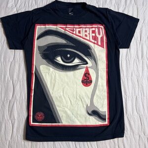 Obey T-Shirt Face Eye Blood Money Tear Sz S Streetwear Skater Shepard Fairey Y2K